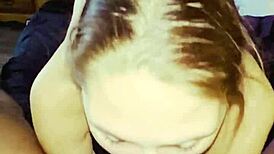 Sexy slut sucks monster cock deepthroat in front of cheating boyfriend, face fucking him.