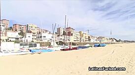 latina beach babe interviews for public cock sucking in outdoor casting.