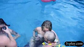 two bikini girls sucking and fucking hard by the pool!