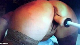 Hey babe, watch my big ass squirt with this fucking machine!