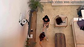 Two horny latina babes kiss and finger each other's pussies on vacation 😍.