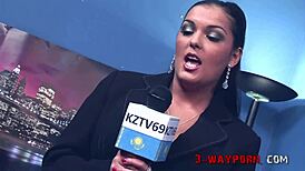 Blonde, brunette, and black engage in wild office orgy