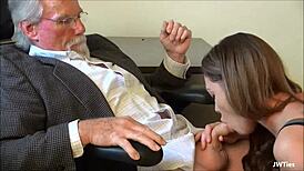 Student Cums On Professor In Office