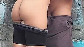 pinning my brunette neighbor against the wall for a quick thrill