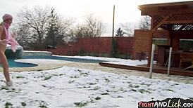 Naked European Lesbians Fight And Dive Into Pussies