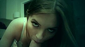 Sucking teen 18+ gets sperm in handjob cumshot pov with monster cock