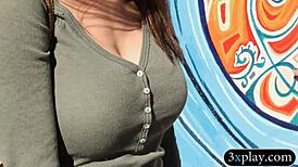 babe wraps her body in cling film on the desk for cash fun