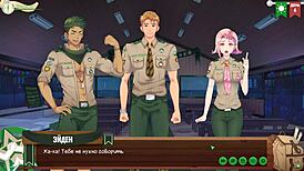 Keitaro Jerks Off Intensely In The Shower During Game Friends Camp Episode 6 With Russian Voice Acting