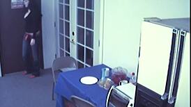 Busty Slut Caught on Hidden Cam with Food Fetish