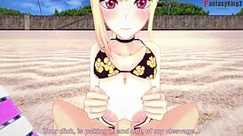 Marin Kitagawa on the Beach in Hentai POV