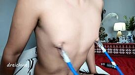 Ever wondered what a nipple sucker does for men in a solo Spanish session? Curious fetish unfolds.