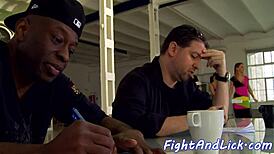 Stockinged lezzie diving into wrestling babe’s pussy 😜