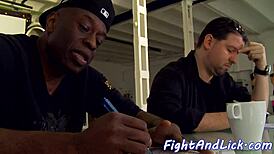 Stockinged lezzie diving into wrestling babe’s pussy 😜