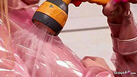 paige ashley enjoys wet clothed sex in rain jacket