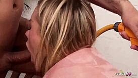 paige ashley enjoys wet clothed sex in rain jacket