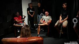 Big Tits Girl Interacts With Five Strangers In Group Setting