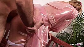 paige ashley enjoys wet clothed sex in rain jacket