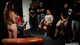 Big Tits Girl Interacts With Five Strangers In Group Setting