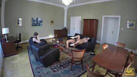 Yo, check this amazing Czech brunette earning cash for a ring with wild sex action!