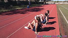 yo, check this teenage slut licking and fingering ass at the party