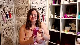BBW Topless Woman Uses Female Condom