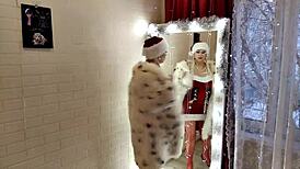 Mature bitch AimeeParadise in Snow Maiden costume works both holes and cums sweetly.