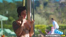 Hot Jock Dakota Payne Seduces New Pool Guy With Intense Bareback Action.
