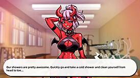 succubus gives blowjob at lewd gym on first day