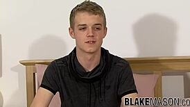 young uk twink ash williams jerks his huge cock solo.