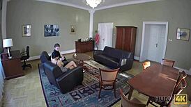 Yo, check this amazing Czech brunette earning cash for a ring with wild sex action!