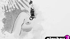 stunning milf muirina fae strips bare, showing off big natural tits. damn, look at that body on display!