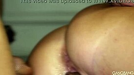 I watch stunning Vivianne get seven pussy creampiez in interracial gangbang with blowjobz