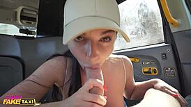 female taxi driver swallows passenger cum