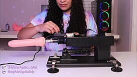 unboxing my new sex machine - agatha dolly testing its speed, getting on all fours.