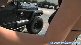 Busty amateur feels deep pleasure riding outdoors