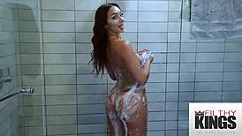 my gorgeous brunette gf lets me fuck her hard after shower, so horny