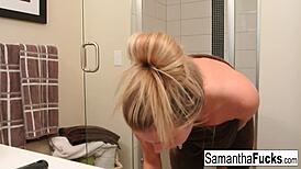 Samantha Saint's Early Morning Boobs and Pussy Play