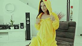 Virgin 18 Sex in Pikachu Costume Stuns Me