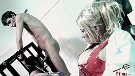 Big boobs blonde and brunette in hot FFM BDSM threesome!