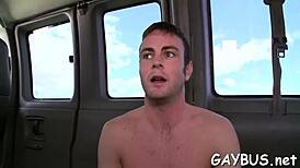 Youthful stud seduced into risque homosexual sex with blowjob.