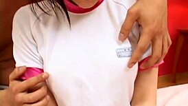 Horny Japanese teen 18+ gets screwed hard in petite panties after wild masturbation