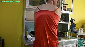 Ditaya orders sissy Cam Crest to scrub dishes in thong