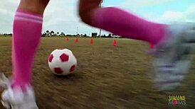 Football player sneaks home with coach for steamy action.