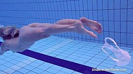 proklova strips bikini for underwater swim