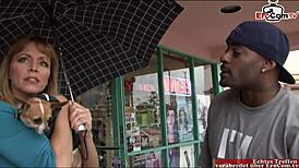 Blonde mature with big natural boobs takes a huge BBC in wild interracial sex session