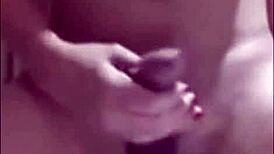 Big cock shemale masturbates to huge cumshot in amateur video!