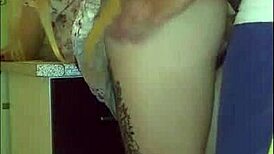 Sex in the kitchen with a maid! Fucked pussy in different poses, cum on chest!