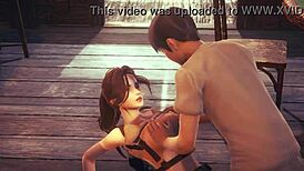 Lara Croft Cosplay Hentai Sex With Man In Animated Manga