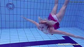 proklova strips bikini for underwater swim