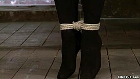 big tits slave tied and caned